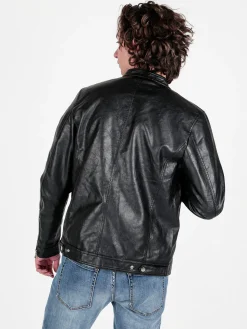 Solada Giacca in ecopelle da uomo con zip