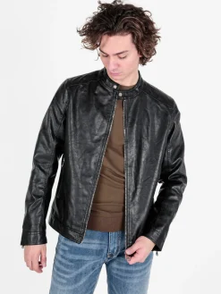 Solada Giacca in ecopelle da uomo con zip