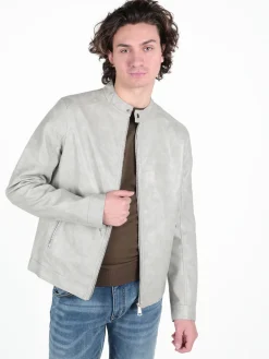 Solada Giacca in ecopelle da uomo con zip