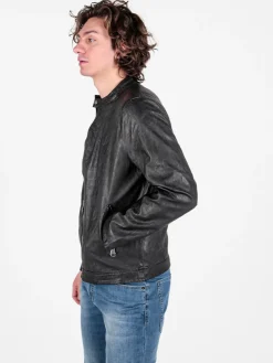 Solada Giacca in ecopelle da uomo con zip