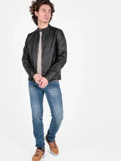 Solada Giacca in ecopelle da uomo con zip