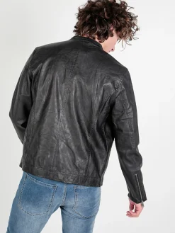 Solada Giacca in ecopelle da uomo con zip