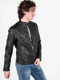Solada Giacca in ecopelle da uomo con zip