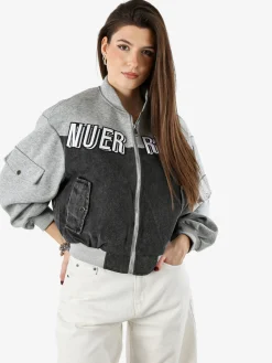Solada Giacca in jeans da donna con dettagli in felpa - nero