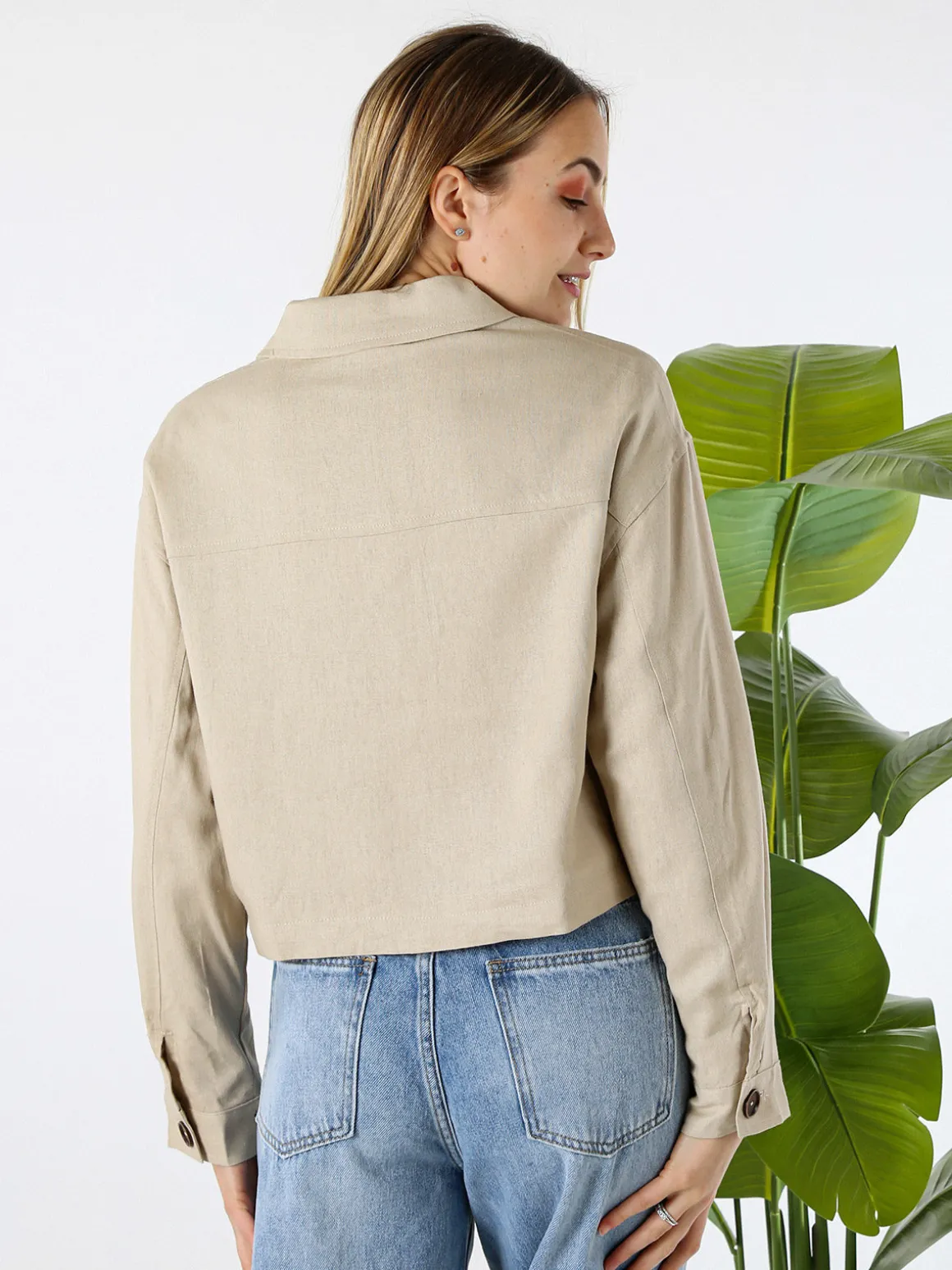 Solada Giacca oversize da donna in misto cotone e lino - khaki