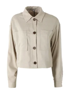 Solada Giacca oversize da donna in misto cotone e lino - khaki