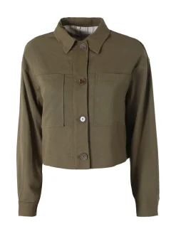 Solada Giacca oversize da donna in misto cotone e lino - militare