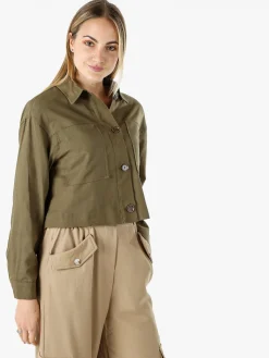 Solada Giacca oversize da donna in misto cotone e lino - militare