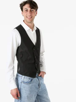 Solada Gilet classico da uomo con chiusura a doppiopetto - nero