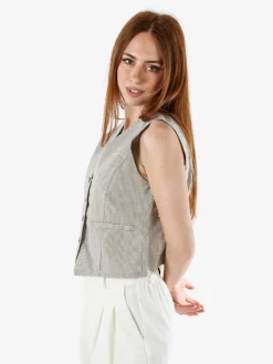Solada Gilet da donna in cotone con stampa a quadretti