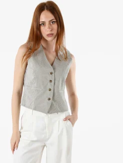Solada Gilet da donna in cotone con stampa a quadretti