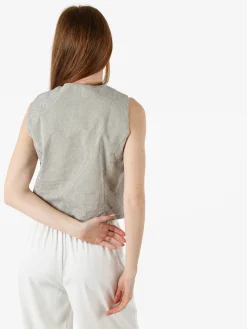 Solada Gilet da donna in cotone con stampa a quadretti