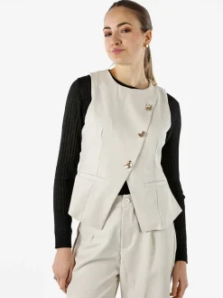 Solada Gilet donna a doppiopetto con bottoni dorati - beige