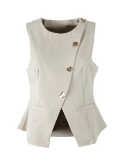 Solada Gilet donna a doppiopetto con bottoni dorati - beige