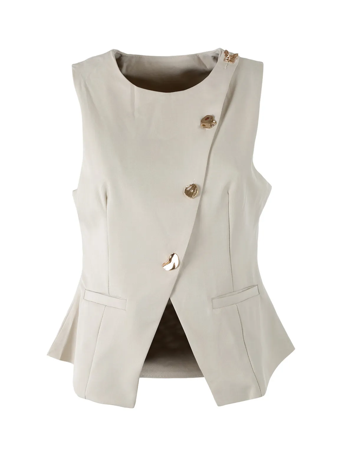 Solada Gilet donna a doppiopetto con bottoni dorati - beige