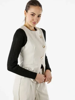 Solada Gilet donna a doppiopetto con bottoni dorati - beige