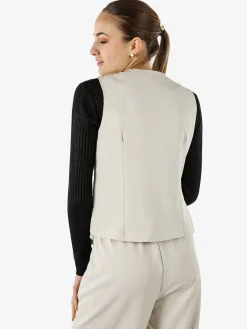 Solada Gilet donna a doppiopetto con bottoni dorati - beige