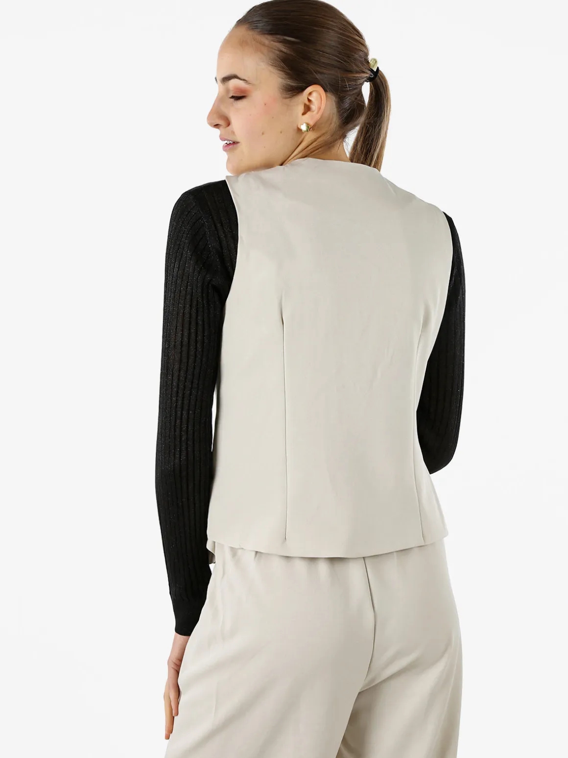 Solada Gilet donna a doppiopetto con bottoni dorati - beige