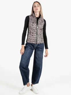 Solada Gilet donna animalier imbottito reversibile - nero