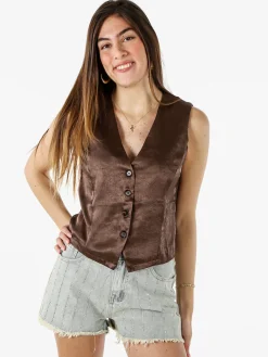 Solada Gilet donna classico effetto lucido - moro