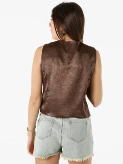 Solada Gilet donna classico effetto lucido - moro