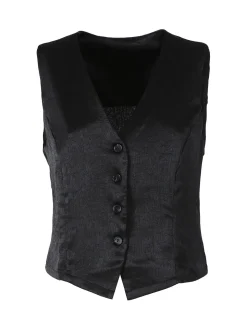Solada Gilet donna classico effetto lucido - nero