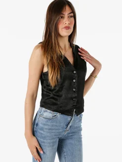 Solada Gilet donna classico effetto lucido - nero