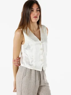 Solada Gilet donna classico effetto lucido - bianco