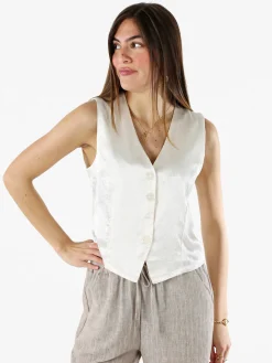 Solada Gilet donna classico effetto lucido - bianco