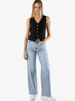 Solada Gilet donna con bottoni - nero