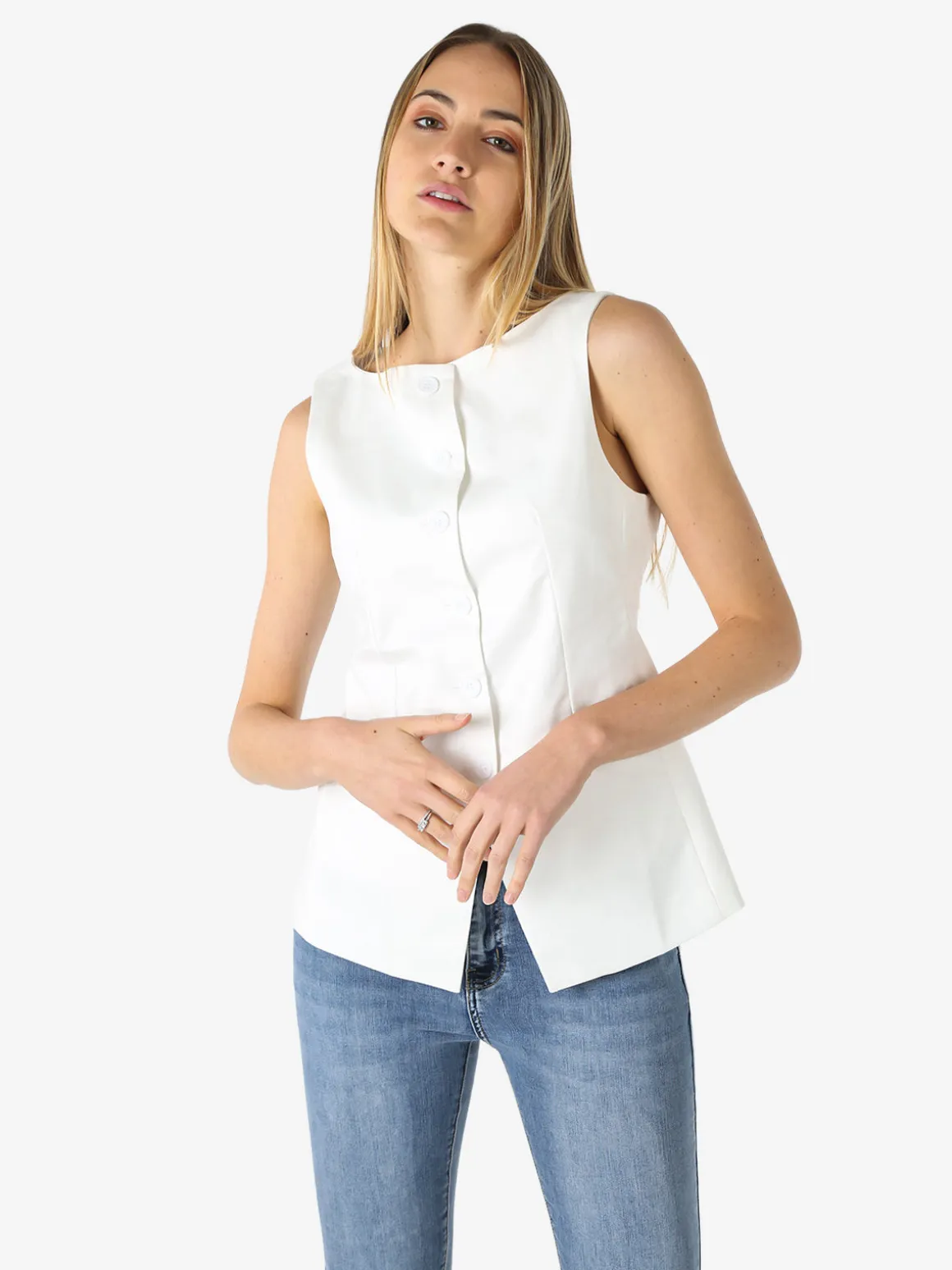 Solada Gilet donna con bottoni - bianco
