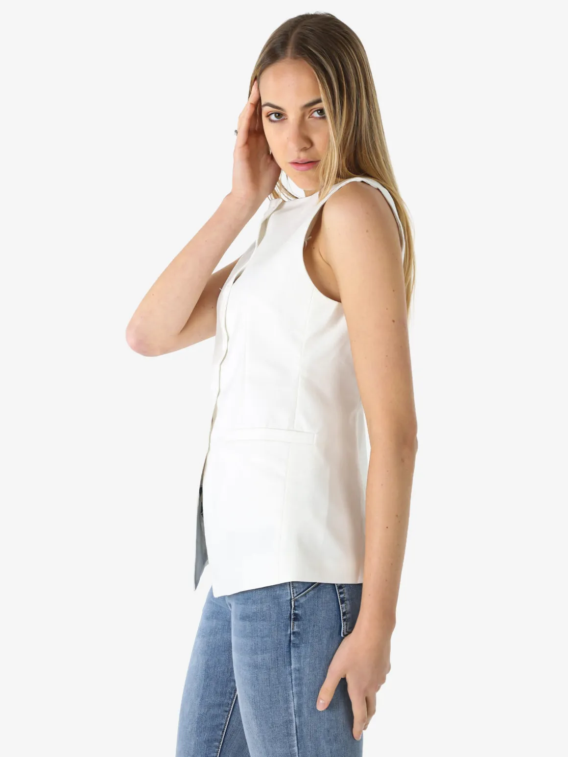 Solada Gilet donna con bottoni - bianco