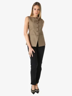 Solada Gilet donna con bottoni - khaki