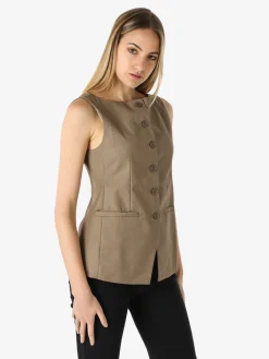 Solada Gilet donna con bottoni - khaki