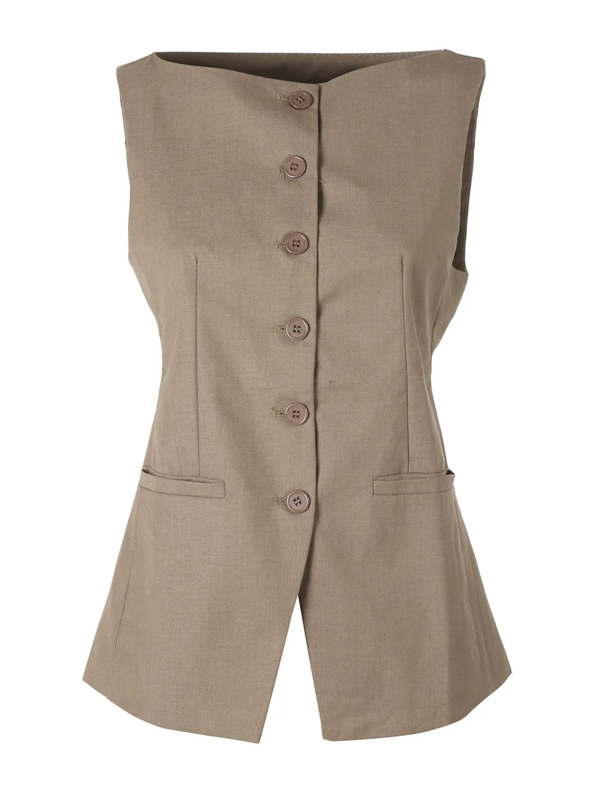 Solada Gilet donna con bottoni - khaki