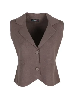 Solada Gilet donna in maglia con bottoni - marrone