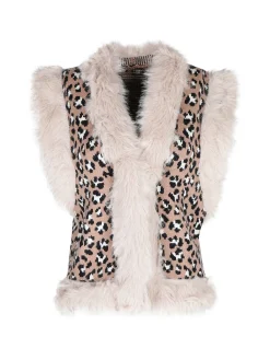 Solada Gilet donna in maglia con bordi in ecopelliccia