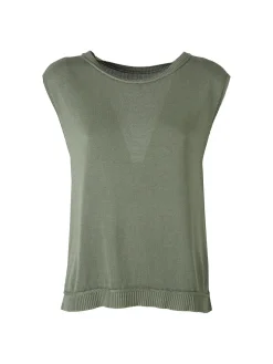 Solada Gilet donna in maglia fine - verde
