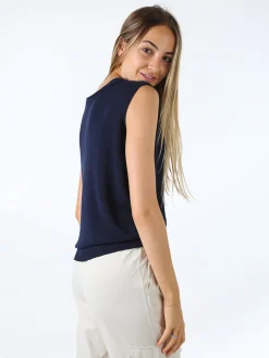 Solada Gilet donna in maglia fine - nero