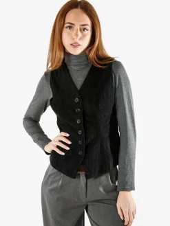 Solada Gilet donna in velluto a coste - nero