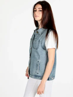 Solada Gilet in jeans da donna con tasche