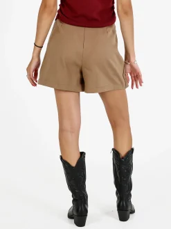 Solada Gonna a pantalone in panno con zip dietro - khaki
