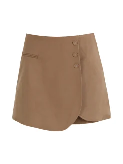 Solada Gonna a pantalone in panno con zip dietro - khaki