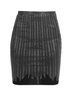 Solada Gonna a vita alta in maglia con strass