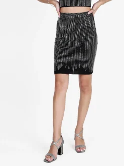 Solada Gonna a vita alta in maglia con strass