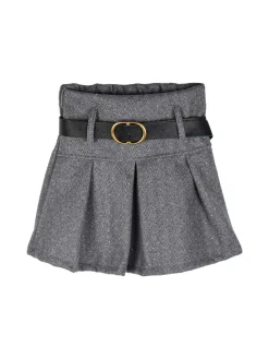 Solada Gonna da bambina a vita alta con stampa spigata e strass