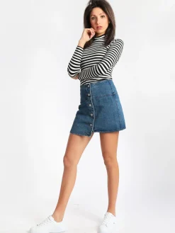 Solada Gonna di jeans a portafoglio con bottoni