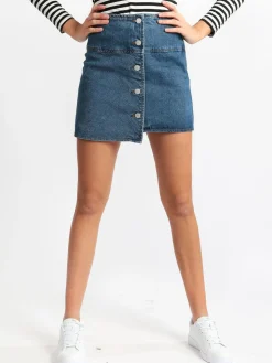 Solada Gonna di jeans a portafoglio con bottoni
