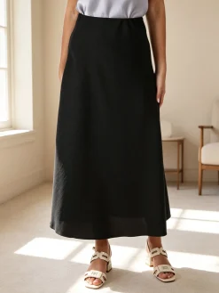 Solada Gonna lunga da donna con elastico in vita - nero