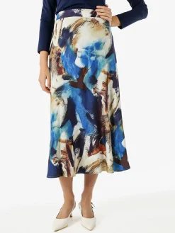 Solada Gonna midi da donna con stampe colorate - blu